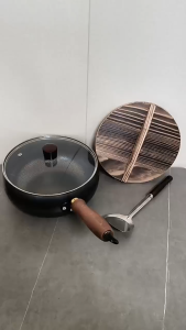 🚚COD🚚 หม้อด้ามตีมือท้องใหญ่ หม้อเหล็กไม่เคลือบขนาดเล็ก ปลอดสารเคมี สำหรับต้มก๋วยเตี๋ยว + กระทะพร้อมส่ง