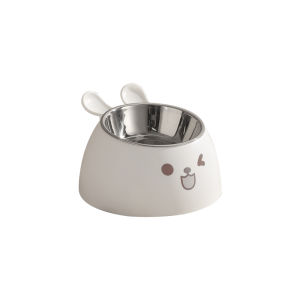 VOA | Stainless Steel Anti-Tip High-Neck Pet Bowl Large Diameter Slant Mouth