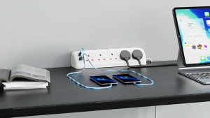 2M Clamp-On Surge Protector 9Holes Power Strip Extension Cord with 5 AC Outlets USB-A 3 USB-C Port & 5 Independent Switch Overload Protection