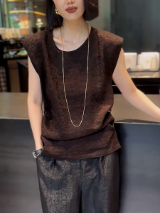 QINGNAER | Retro Floral Lace Sleeveless Blouse