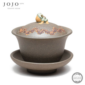 Purple Clay Frog Cover Bowl Sancai Tea Bowl Respecting Tea Bowl JOJOS L PD. Zijuan Jie Handmade Ceramic Tea Set Vintage Style