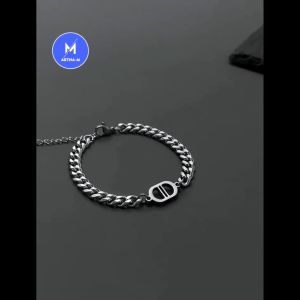 Double D Bracelet Silver Casual Stylish Titanium Steel Men Bangle Keluli Tahan Karat Lelaki Hip Hop Fashion 双 D 钛钢手链