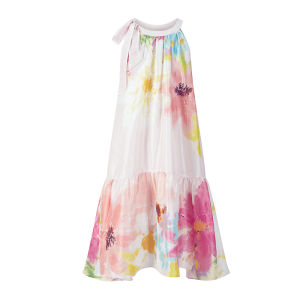 XIAOLI | Stylish Elegant Silk Print Halter Neck Maxi Dress