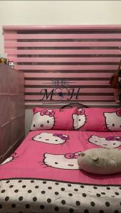 3-in-1 Hello Kitty Printed Bed Sheet New Design Sales Cute Cartoon Character Pink Series Bed Sheets Single/Queen Size Design Bed Bedding Furniture A Set