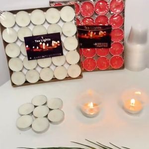 เทียนหอม แพ็ค 50 ก้อน ไร้กลิ่น ไร้ควัน เนื้อเทียนใสจุดหมด 1.5-2ชม เทียนถ้วย