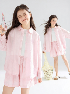 MUCMUKN | Cool Touch Peach Pink Girls Summer Shirt Sun Protection