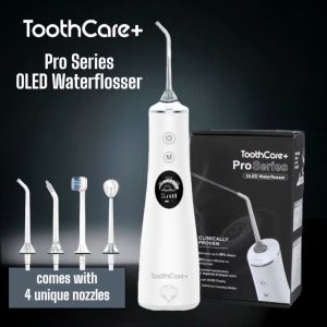 ToothCare+ Pro Series Smart OLED Display Water Flosser / Dental Portable Oral Irrigator Jet Nozzles Replacement Accessories