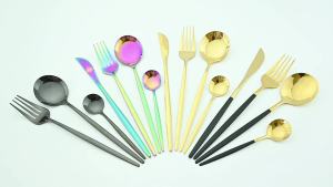 6Pcs Gold Ladle Spoon Dinnerware Western Stainless Steel Cutlery Set Dinner Spoon Soup Spoon Tableware Kitchen Silverware Set
