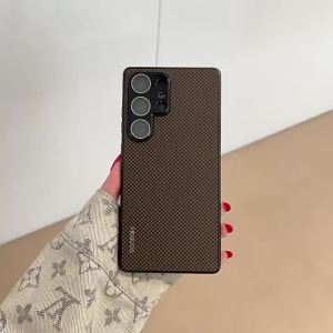 Luxury Carbon Fiber Kevlar Texture PC Phone Case For Samsung S26 S25 S24 Plus Ultra Matte Anti Slip Full Bumper Shockproof Cover