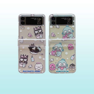 Applicable to Zflip6 Samsung Zflip5 Phone Case Zflip4 up and down Foldable Zflip3 Transparent Drop-Resistant Hard Protective Case Cartoon Cute Girl Japanese Style Ins Style Cool Penguin Mermaid Handton