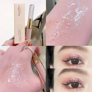 Double-head Peach Glitter Liquid Eyeshadow Contour Blush Silkworm Shimmer Matte Natural Cheek Shadow Cream Eye Makeup