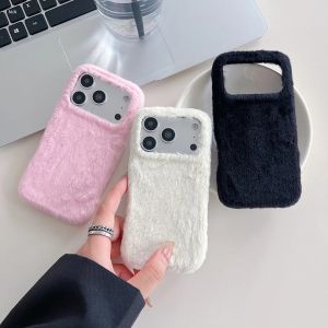 เคสโทรศัพท์ขนปุยสีลูกกวาดน่ารัก อุ่นสบายสำหรับฤดูหนาว สำหรับ iPhone 17 16 15 14 13 Pro Max ป้องกันการกระแทก สีสันสดใส