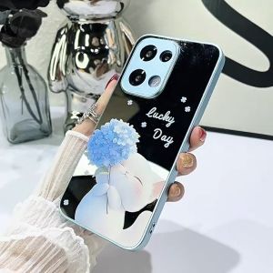 OPPO Reno 13 5G Case OPPO Reno 13 12 11 Pro 5G Case Hydrangea Cat High-definition Makeup Mirror Goddess Premium Feeling Anti-fall New Model Hard Simple Full Cover