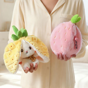 13CM Cute Transform Strawberry Rabbit Fruit Animal Plush Toy Key Chain Accessories Backpack Keychain Stuffed Animal Bag Pendant