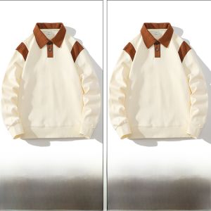 ROMON | เสื้อโปโลแขนยาวผู้ชาย ลำลอง คอกลม แฟชั่นฤดูใบไม้ผลิและฤดูใบไม้ร่วง วัยรุ่น เสื้อยืดผู้ชาย แจ็คเก็ต เสื้อตัวบน