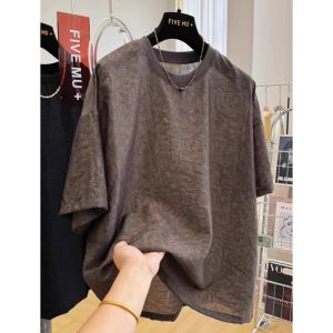 เสื้อยืดแขนสั้นหลวมๆ สำหรับผู้ชายไซส์ใหญ่ 300 ปอนด์ ดีไซน์ปักลายอเมริกันย้อนยุค ใส่สบายในฤดูร้อน ทรงหลวมๆ ลำลอง