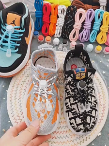 Premium Elastic Lock Laces Tali Sepatu Zipper Lock Tanpa Ikat Untuk Lari Sepeda Dengan Adjuster Button