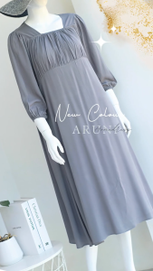 Aruni Daster Polos Gamis Wanita Terbaru Kekinian Bahan Rayon Twil Premium Busui Jumbo Lengan 3/4