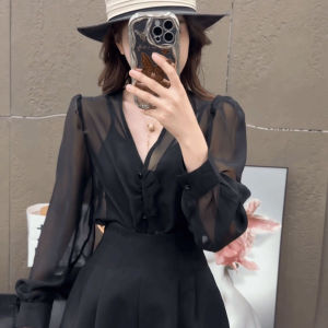 French Style Chiffon Sun Protection Shirt Women Summer Ice Silk Cool Thin Cardigan Top with Sling Skirt Outer Shawl Cover up