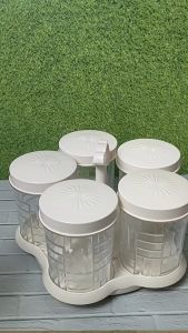 Toples Set 5+Nampan Garasu Rotary Toples Lebaran Toples Kue Kering  Clio Toples Nastar