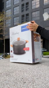 Korkmaz Montana Non-Stick Stock Pot with Glass Lid 20cm 3L Induction Compatible