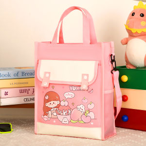 Lightweight Waterproof Tutoring Bag Cartoon Art Supplies Student Book Handbag Ideal for Primary School Children Learning