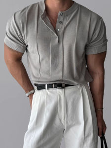 Áo Thun Polo Cổ Henry Ôm Vừa Vặn Tay Ngắn Dệt Kim Cho Nam Mùa Hè Phong Cách Mới Nhẹ Nhàng Chuyên Nghiệp Đa Năng