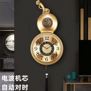 นาฬิกาตั้งหัวใจทองแดงปลอมหรูหรา นาฬิกาติดผนังแบบเงียบ นาฬิกาติดผนังสไตล์จีนใหม่ ตกแต่งห้องนั่งเล่น นาฬิกาติดผนังแบบเก๋ไก๋