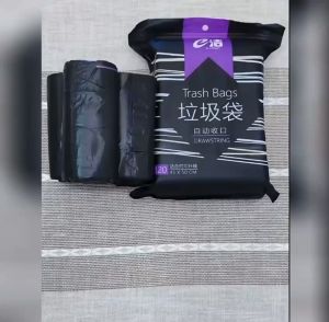 E 洁 Drawstring Trash Bag Black 120 Pieces/Pack