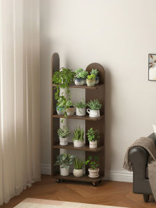 AMU·PIGGY | Multi-level Antique Style Wooden Shelving Unit