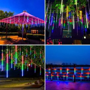 Waterproof 30/50CM LED Meteor Shower Rain Lights Falling Raindrop Fairy String LightIciclelights for Outdoor Indoor Halloween