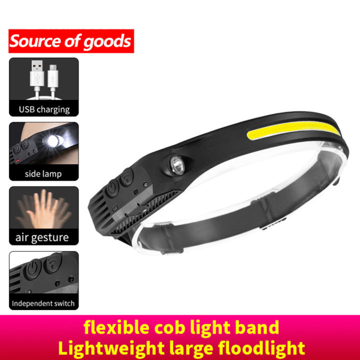 COB LED Headlamp USB Rechargeable – Motion Sensor, Waterproof, 600 Lumens