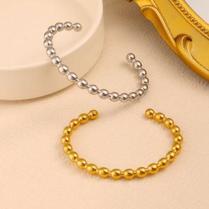 High Quality Stainless Steel Round Bead Bracelet for Women Men Adjustable Bangle Waterproof Minimalist Jewelry Accessories Gift