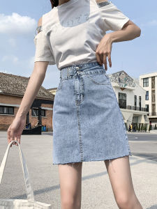 กระโปรงยีนส์ทรงเอเอวสูงสำหรับผู้หญิง ฤดูใบไม้ผลิและฤดูร้อน 2025 กระโปรงสั้นทรงเอเข้ารูป เอวสูง ทรงเข้ารูป กระโปรงสั้นผู้หญิง