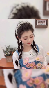 ส่งไว จากไทย ที่คาดผม แบบมีผ้ายาว สามารถถักเปียร่วมกับผ้าได้ สวยงาม มี 2 สี ขาว ดำ Mookrinstyle