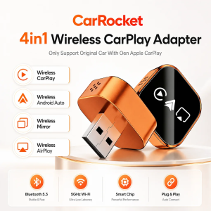 CarRocket2026 4in1 Wireless Carplay Adapter Android Auto Carplay Usb Plug & Play Car Dongle for Toyota Nissan Honda Ford Benz VW