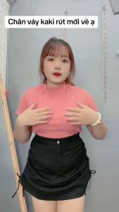 Áo thun bigsize nữ cổ lọ tay ngắn chiết eo 2 bên dáng ôm dành cho nàng mũm mĩm 58-95 kg G202