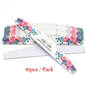 10Pcs Lot Professional Nail Files 100/180 Griting Wood Strong Sandpaper Emery Doub-Sided Nails Buffer Block File Art Nail Tools