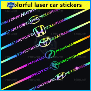 1PC Colorful Reflective Car Decoration Laser Stickers  Car Door Body Waterproof  Refit Stickers with car logo SET