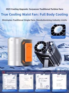 2025 New Portable Waist-Hanging Fan Strong Cooling Long Battery Life USB Charging Desk Handheld ABS Material Kitchen Construction Site Summer Heat Outdoor Cycling