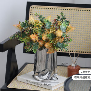 บัลลังก์ดอกไม้ปลอมคุณภาพสูง พลาสติก เครื่องประดับตกแต่งบ้าน สไตล์ชาติพันธุ์ ดอกไม้เทียม ดอกไม้ที่โต้กลับ ดอกไม้สีเขียว ดอกไม้ขนาดเล็ก ชั้นวางของ ตกแต่งโต๊ะทานอาหาร