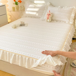 Pure Cotton Bed Canopy ชุดผ้าคลุมสปริงเกอร์ยางพารา 3 ชิ้น ป้องกันการลื่นไหล สำหรับหอพักเดี่ยว ผ้าฝ้ายแท้ เสื้อคลุมป้องกัน