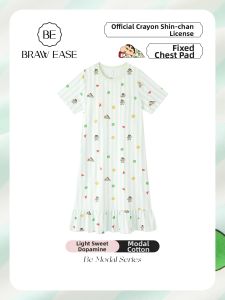 BE | Padded Sleep Dress Modal Cotton Cartoon Pattern