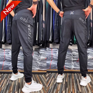 กางเกงลำลองชายผ้าไหมน้ำแข็งฤดูร้อน ทรงสลิมฟิต ทรงหลวมสบาย กางเกงขายาวทรงหลวมสบายสำหรับใส่ในบ้าน