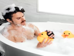 Silicone Body Scrubber with Ergonomic Non-Slip Handle Cleaning and Massage Skin Easy To Hold and Hang Bathroom Massager Brush