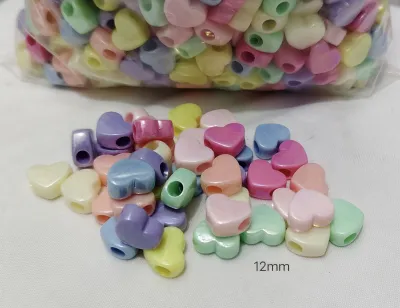 250grams (est.390pcs) Heart Pony Beads 12mm Big Hole Spacer Beads for Bracelet Necklace Keychain & DIY Jewelry Making