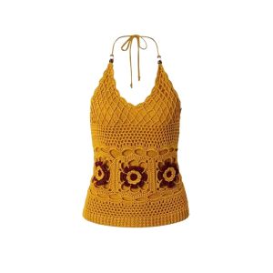 YUEZHONGWEI | French Hollow Out Knitted Ice Silk Strap Vest Women Summer Outdoor Wear Slim Short Sleeveless Top Neck Hanging Design