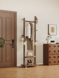 ZHUSHANXIA | Space Saving Mobile Wooden Coat Rack