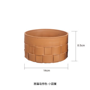 Leather Woven Saddle Leather Stitching Storage Box Basket Underwear Organizing Custom Furniture Cloakroom Soft Decoration Entry Lux Style