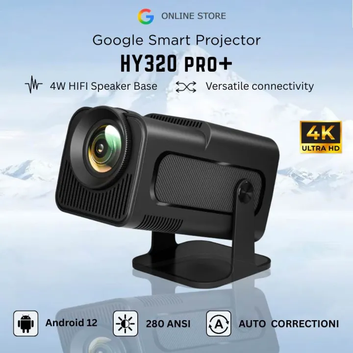 NEW HY320 Mini Portable Auto Keystone Projector, FHD 1080P Smart Projector Support 200ANSI Lumens with WiFi 6, BT 5.0, 180